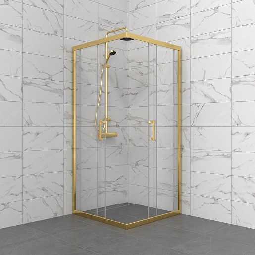 Triton Душевой уголок Фикс-Голд 90x90 стекло прозрачное профиль золото – картинка-3