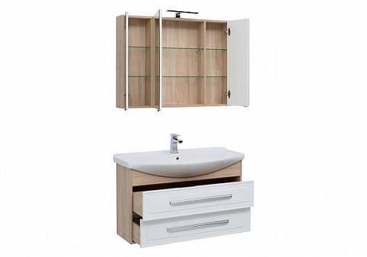 Aquanet Тумба с раковиной Остин 105 белая/дуб сонома – картинка-3