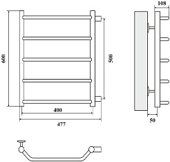 Domoterm Полотенцесушитель Лаура П5 400x600 (500) хром – фотография-3
