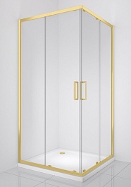 BelBagno Душевой уголок Luce 90/90 LUCE-A-2-90-C-ORO профиль золото стекло прозрачное – фотография-1