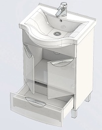 Aquanet Тумба с раковиной "Асти 55 М" с ящиком (178263) – фотография-5