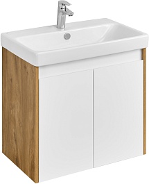 Акватон Тумба с раковиной Сканди Doors 70 белая/дуб рустикальный – фотография-2