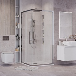 Grossman  Душевой уголок Cosmo 80x80x195 профиль хром стекло прозрачное – фотография-3