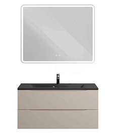 BelBagno Тумба с раковиной Marino 100 подвесная Crema Opaco с раковиной BB1000/445-LV-ART-PR-NERO – фотография-2