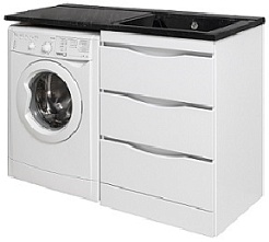 Runo Тумба с раковиной Орион 120 L черный мрамор – фотография-1