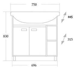 Onika Тумба с раковиной Гамма 75.10 – фотография-6