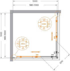 Cezares Душевой уголок Relax 304 RELAX-304-A-2-100-C-BORO 100x100 профиль брашированное золото стекло прозрачное – фотография-8
