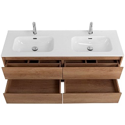BelBagno Мебель для ванной Kraft 120 подвесная 4 ящика Rovere Nebrasca Nature двойная раковина – фотография-8