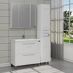 СанТа Зеркальный шкаф Стандарт 80 трельяж фацет белый – фотография-9