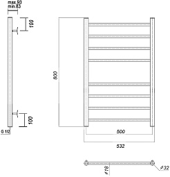Domoterm Полотенцесушитель Медея П8 500x800 хром – фотография-3