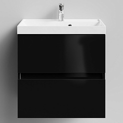 Водолей Тумба с раковиной Бест 60 подвесная черная – фотография-1