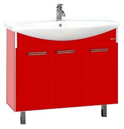 Misty Тумба для умывальника Джулия 120 прямая красная – фотография-1