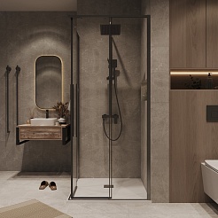 Grossman  Душевой уголок Galaxy 80x80x195 профиль графит сатин стекло прозрачное – фотография-5