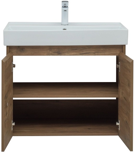 Aquanet Тумба с раковиной Nova Lite 75 2 дверцы подвесная дуб рустикальный – картинка-7