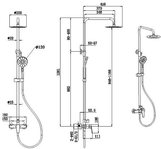 Allen Brau Душевая стойка Eclipse 5.E1006-31 черный матовый – фотография-6