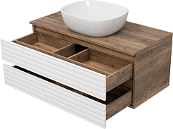 Brevita Мебель для ванной Dakota 100 подвесная дуб галифакс олово/белая – фотография-7