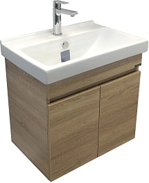 Comforty Тумба с раковиной Тромсе 60 подвесная дуб сонома – фотография-1