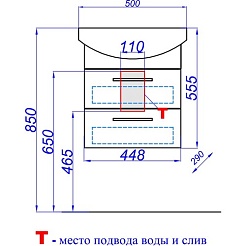 Aqwella Тумба с раковиной Аллегро 50 подвесная – фотография-4