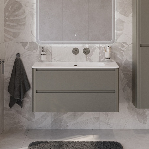 Cezares Тумба с раковиной без отверстия под смеситель Relax 100 подвесная сатин – картинка-9