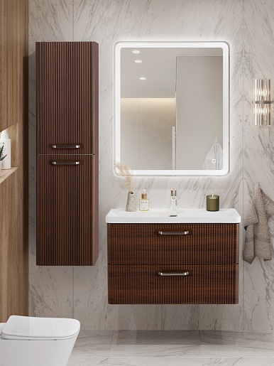 BelBagno Тумба с раковиной Due 80 подвесная Noce ручки Матовый атласный никель – фотография-14