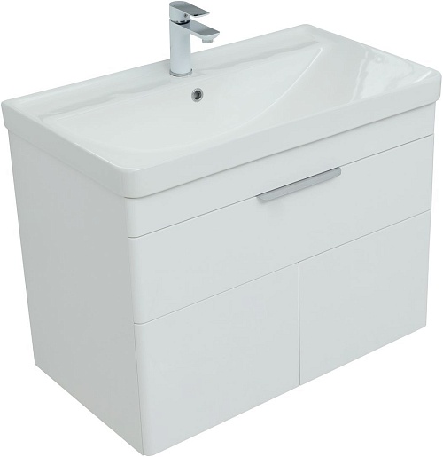 Aquanet Мебель для ванной Ирис New 80 подвесная белая глянцевая – картинка-3