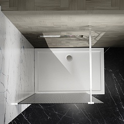 Azario Душевая перегородка Walk-in 100/195 рифленое стекло профиль матовый черный – фотография-4