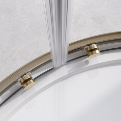 Cezares Душевой уголок Relax 304 RELAX-304-R-2-90-C-BORO 90x90 профиль брашированное золото стекло прозрачное – фотография-7