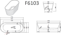 Frank Акриловая ванна 170х75 F6103 white/black – фотография-11