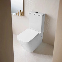 Azario Унитаз-компакт Indor AZ-T004B-R безободковый с бачком с сиденьем микролифт белый – фотография-2