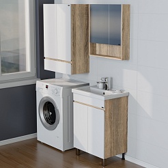 СанТа Навесной шкаф Марс 60x90 над стиральной машиной белый/янтарное дерево – фотография-6