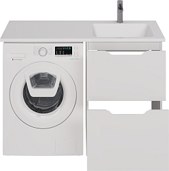 Dreja Тумба с раковиной Bona 120 R под стиральную машину белая – фотография-10