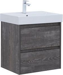 Aquanet Тумба с раковиной Nova Lite 60 подвесная дуб серый – фотография-1