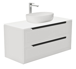 Зов Тумба под раковину Севилья 100 подвесная матовая белая/столешница белая – фотография-1