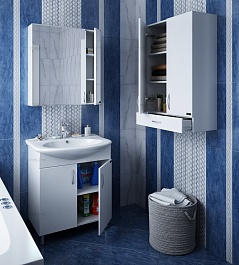 СанТа Шкаф для ванной Стандарт 60х90 2 двери, 1 ящик – фотография-3