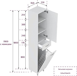 Onika Шкаф пенал Модерн 36 R с б/к белый – фотография-9