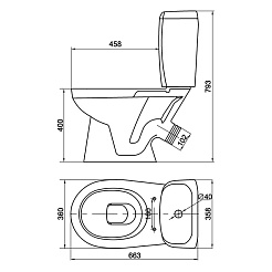 Керамин Унитаз-компакт Омега с жестким сиденьем, графит – фотография-3