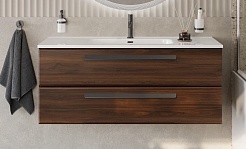 Cezares Тумба с раковиной Eco Cer-N 120 орех шоколад софт ручки чёрные – фотография-1