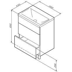 Am.Pm Тумба с раковиной Gem 60 орех, напольная, с 2 ящиками – фотография-5