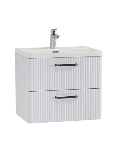 BelBagno Тумба с раковиной Due 60 подвесная Белый металлик ручки Матовый тёмный никель – фотография-12