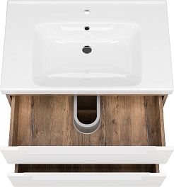 Misty Тумба с раковиной Карат 80 подвесная белая/дуб галифакс олово – фотография-5