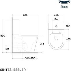 Sintesi Унитаз компакт Essler безободковый с сиденьем микролифт и бачком белый – фотография-6