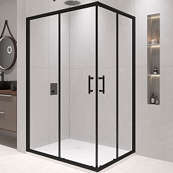 RGW Душевой уголок Passage PA-146B 90x70 профиль черный стекло прозрачное – фотография-1