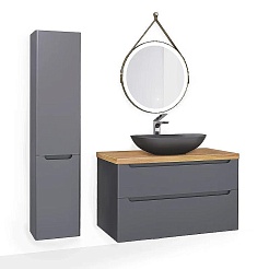 Jorno Тумба с раковиной Wood 100 серая столешница светлая – фотография-3