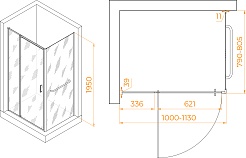 RGW Душевой уголок Passage PA-078-1B (PA-008B + Z-060-2B) 100x80 профиль черный стекло прозрачное – фотография-3