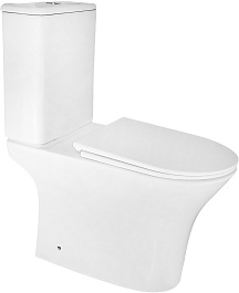 Azario Унитаз-компакт Fretta Round AZ-7121A безободковый с бачком с сиденьем микролифт белый – фотография-1