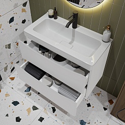 Vivon Тумба с раковиной Ostin 70 подвесная белая матовая – фотография-4