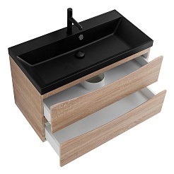 BelBagno Тумба с раковиной Marino 80 подвесная Rovere Bianco с раковиной 80/45 AST-NERO – фотография-4