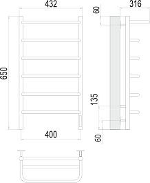 Terminus Полотенцесушитель электрический Полка П6 400x650 хром – фотография-3
