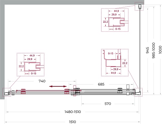 BelBagno Душевой уголок Marino MARINO-2-AH-1-150/80-C-Cr 150x80 профиль хром стекло прозрачное – фотография-10