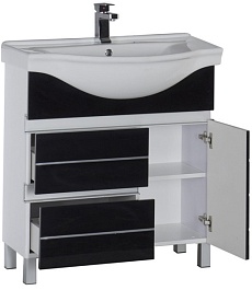 Aquanet Тумба с раковиной "Доминика 80" черная – фотография-4